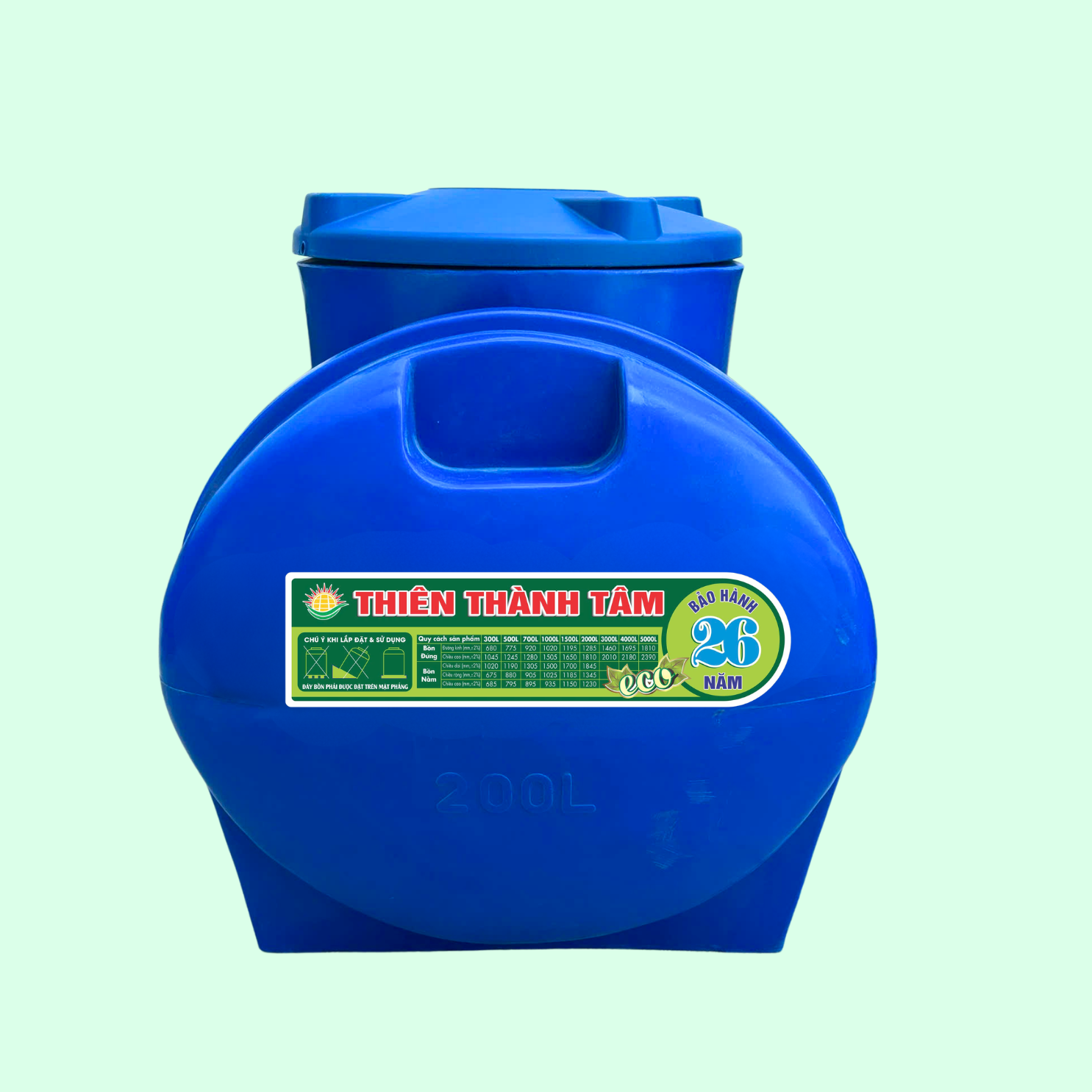 Bồn nhựa 200l ngang 580 x 890mm